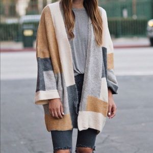Topshop Oversized Color Block Cardigan
